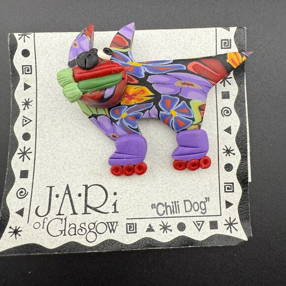 JARi Of Glasgow Chili Dog Polymer Clay Floral Brooch Handmade Collectible Pin 19 - Picture 1 of 7